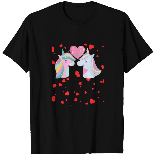 Cute Unicorns Dabbings Hearts Funny Valentines Day Girls lover 1 T-Shirts