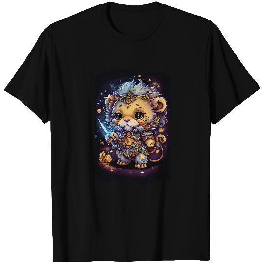 Lion Pet Chibi Style Kids Cute With Celestial Elements T-Shirts
