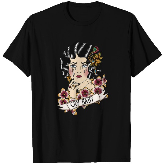 Cry Baby American Traditional Old School Lady Tattoo T-Shirts