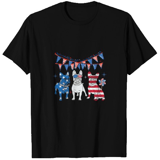 French bulldog 4th of july American Flag women Independence T-Shirts