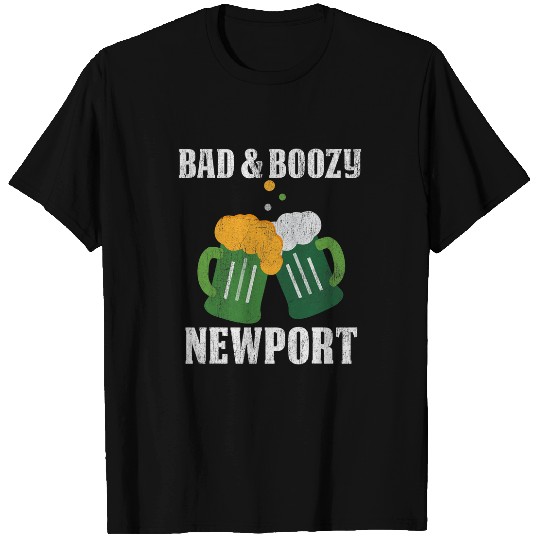 Beer Fun Bad And Boozy In Newport Green Beer Mugs St Patricks Day T-Shirts