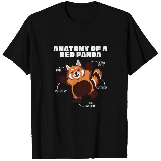 Panda Pet Adorable Red Panda Anatomy Tee Cute Wildlife Lover s Red T-Shirts