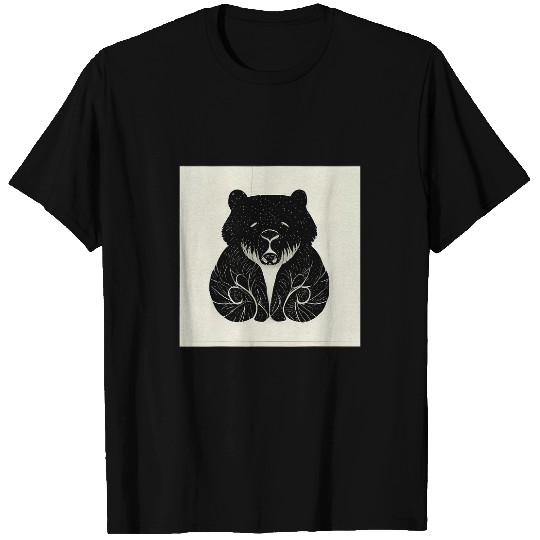 Bear Pet Black Bear Line Drawing Art T-Shirts
