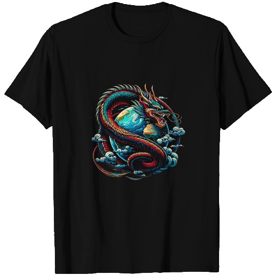 Dragon Pet Wrapped Around Earth Year of Dragon Lunar New Year T-Shirts