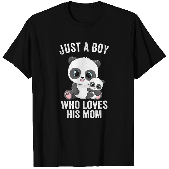 Panda Pet Just A Boy Who Loves His Mom Panda Mothers Day Kids Boys T-Shirts