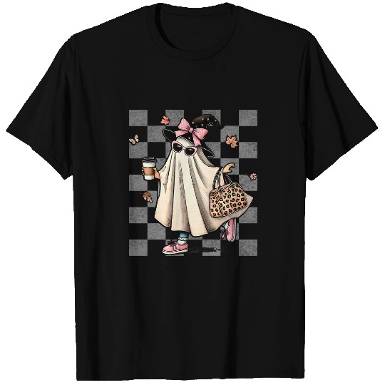 Coffee Fun Cute ghosts Drinking Coffee Halloween Ice Coffee Pumpkin 1 T-Shirts