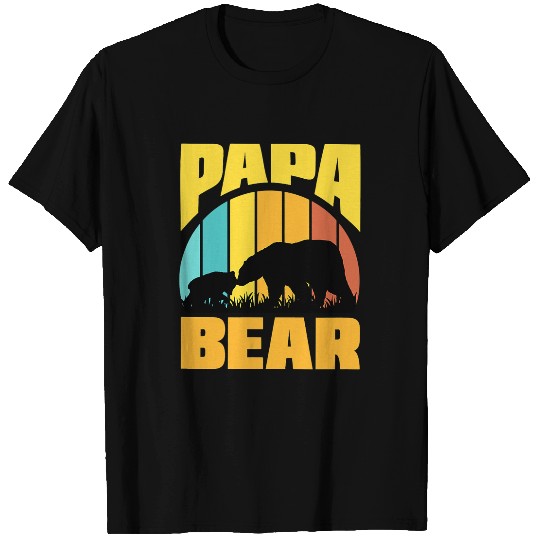 Bear Pet Papa Bear Fathers Day Retro Sunset Bear Dad Stepdad New Dad T-Shirts