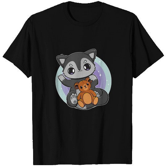 Bear Pet Black Fox Plays With Teddy Bear T-Shirts