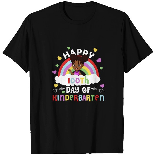 Happy 100th Day Of Kindergarten African American Girl Kids T-Shirts