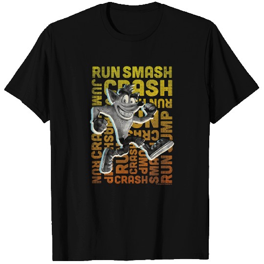 Crash Bandicoot Run Smash Crash Gradient Text Logo Jumble T-Shirts