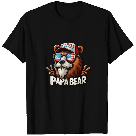 Bear Pet Papa Bear Fathers Day Gift US American Flag bests Dad T-Shirts