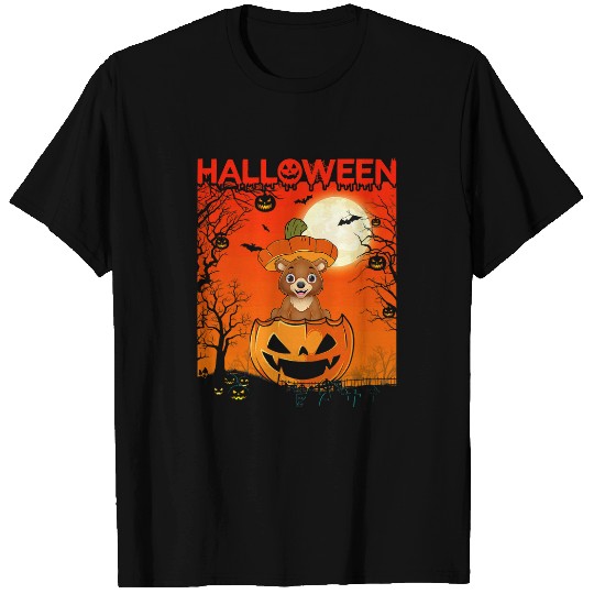 Bear Pet Pumpkin Costume Girls Women Cute Bear Halloween Party T-Shirts