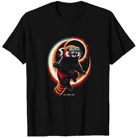 Panda Pet Comedy Solar Eclipse Red Panda With Sunglasses Love Animal T-Shirts