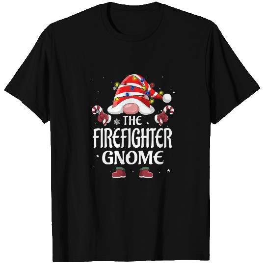Firefighter Job Gnome Tree Light buffalo plaids Christmas 243 T-Shirts
