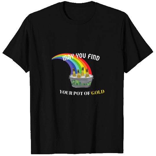 Beer Fun St Patricks Day May You Find Your Pot of Gold Beer Rainbow T-Shirts