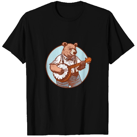 Bear Pet Country Music Cottage Core Cute Bear Playing Banjo T-Shirts
