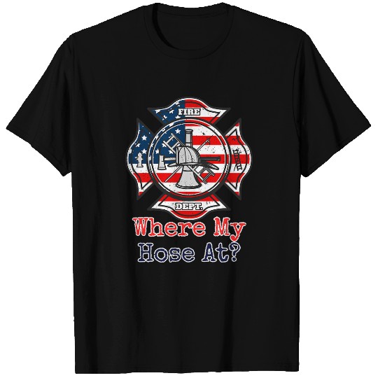 Firefighter Job Christmas Funny Firefighter Where my Hos at Hose at 01 T-Shirts