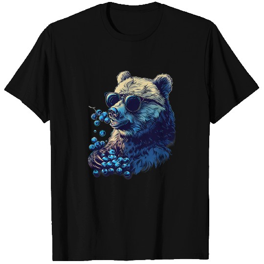 Bear Pet Blueberry Bear Sunglasses Portrait Drawing Blueberry Fruit T-Shirts
