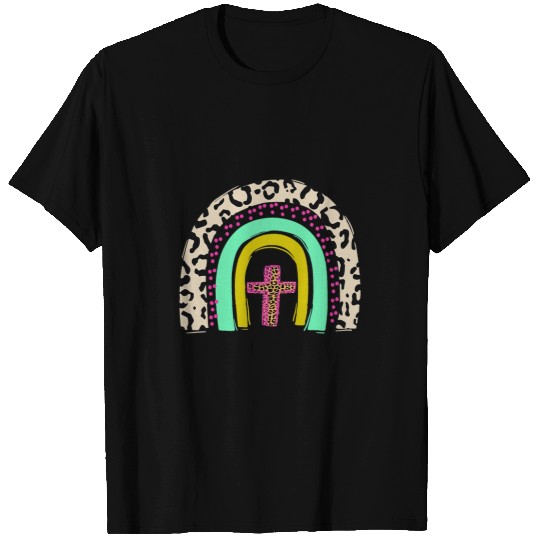 He Is Risen Leopard Rainbow Christian Jesus Easter Day T-Shirts