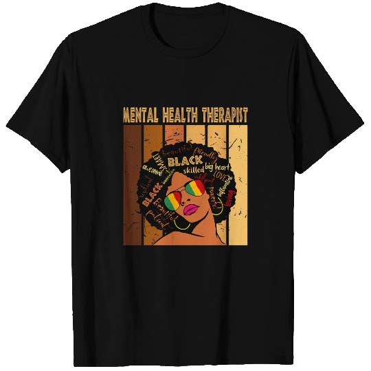 Mental Health Therapist Afro Women Black History Month T-Shirts