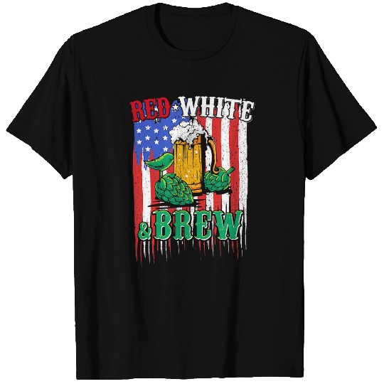 Beer Fun Red White And Brew 4th Of July Craft Beer Father T-Shirts