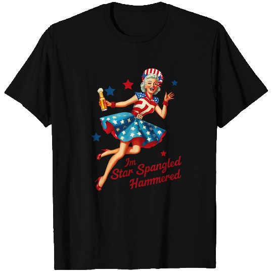Beer Fun Drinking Drinker Alcohol 4th of July Hammered T-Shirts
