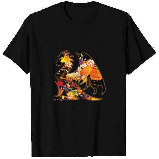 Dragon Pet Silhouette Pumpkin Candy Funny Halloween Costume T-Shirts