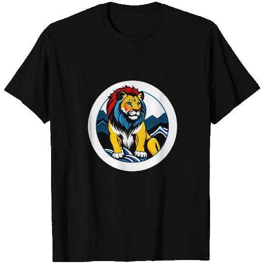 Lion Pet Majestic Blue Highlighted Lion Line Art TattooInspired T-Shirts