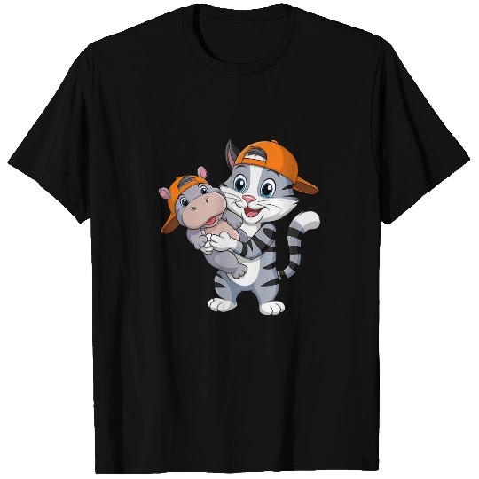 Hippo Pet Moo Deng Cute Baby Hippo Cat lovers halloween Drawing Kids T-Shirts