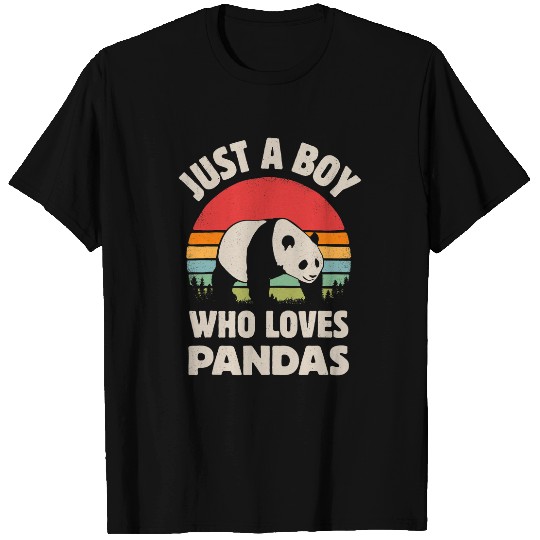 Panda Pet Just A Boy Who Loves Pandas Men Retro vintages Sunset T-Shirts