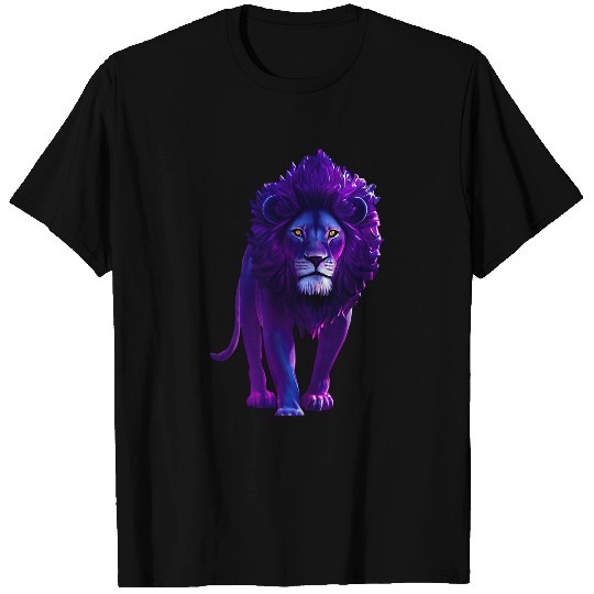 Lion Pet Magical Lion Full Body Blue Purple Animation Watercolor T-Shirts