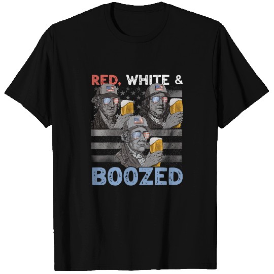 Beer Fun Red White Boozed Presidents 4th of July Beer For Men T-Shirts
