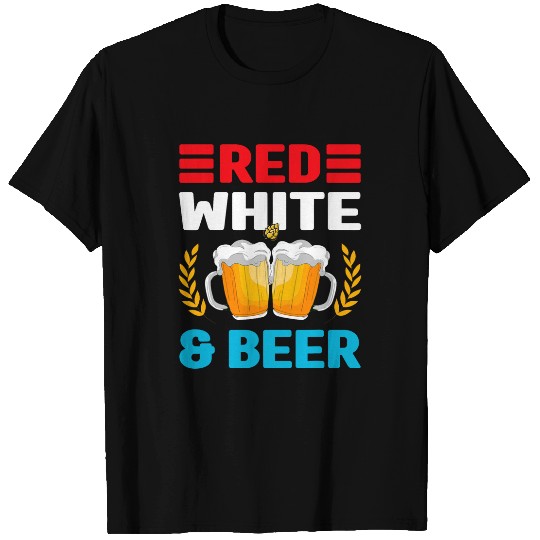 Beer Fun Red White Beer Drinker Alcoholic American 4th Of July 1 T-Shirts