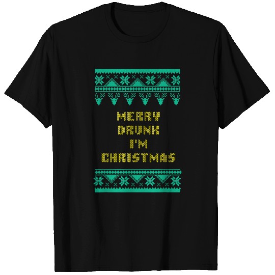 Wines Fun Merry Drunk I m Christmas Wines Lover Party Champagne T-Shirts