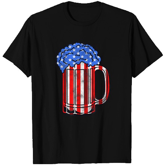 Beer Fun Red White And Blue Beer Mug T-Shirts