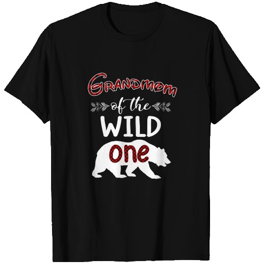 Bear Pet Grandmom Bear Of The Wild One Red Plaid Funny 1st Birthday T-Shirts