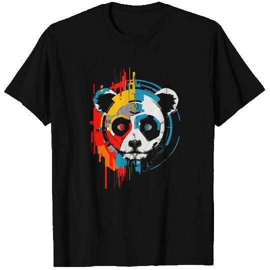 Panda Pet Coloful Geometric Animal Art Abstract Graphic Panda T-Shirts