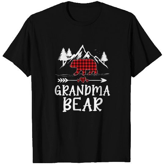 Bear Pet Grandma Bear Christmas Pajama Red Plaid Buffalo Matching T-Shirts