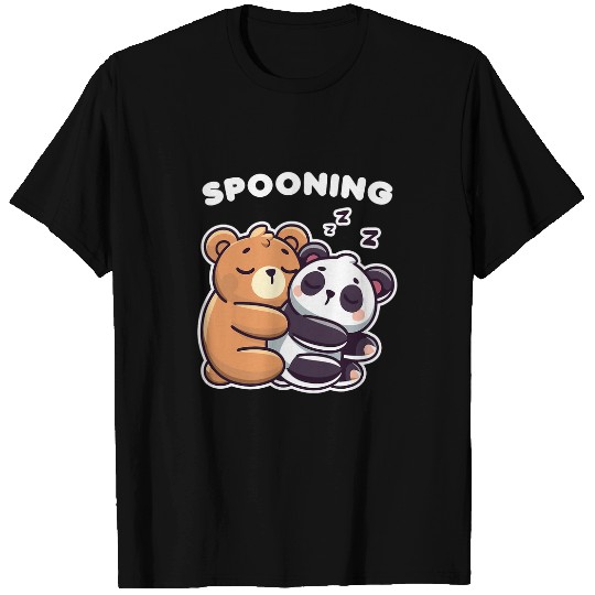 Bear Pet Cuddling Bears in Spooning Sleeping Position Couple Sleep T-Shirts