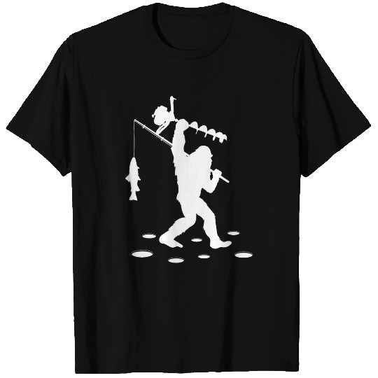 Funny Ice Fishing bigfoots Drilling Auger Kids Men Fisherman T-Shirts