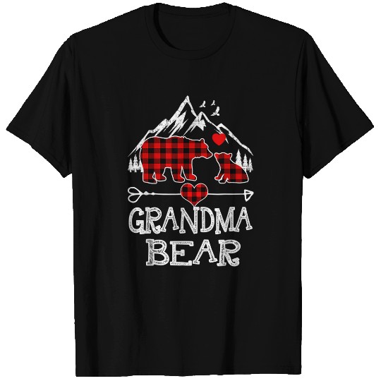 Bear Pet Grandma Bear Red Plaid Gift For Grandma T-Shirts