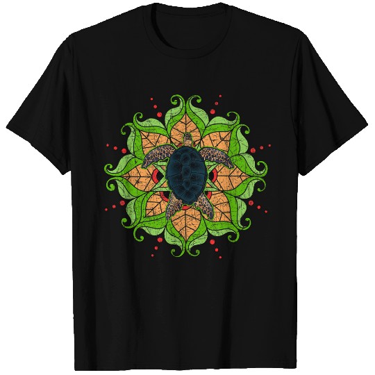 Hawaiian Tattoo Sea Turtle Ocean Animal Mandala Turtle T-Shirts