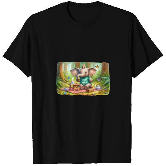 Elephant Pet Trunk Up Tea Time Enchanted Forest Tea Party T-Shirts