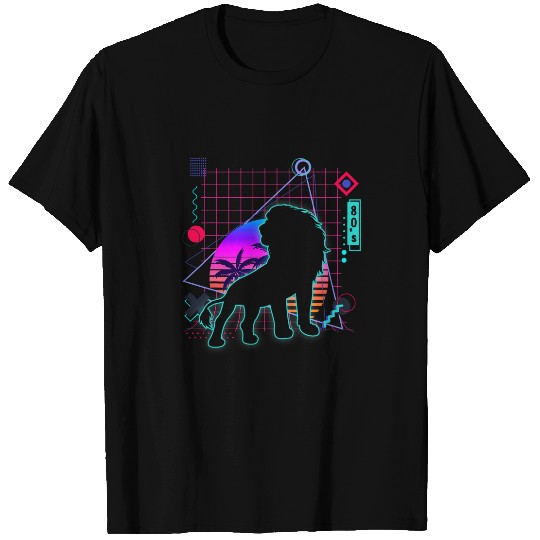 Lion Pet Aesthetic Vaporwave 80s Style Lions Zookeeper Lover T-Shirts