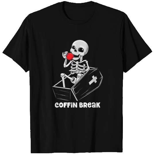 Coffee Fun Coffin Break Lazy Halloween Costume Skeletons Coffee T-Shirts