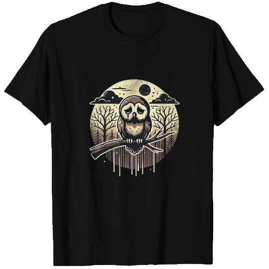 Owl Pet Lonely Owl Sad Melancholic Graphic S32 T-Shirts