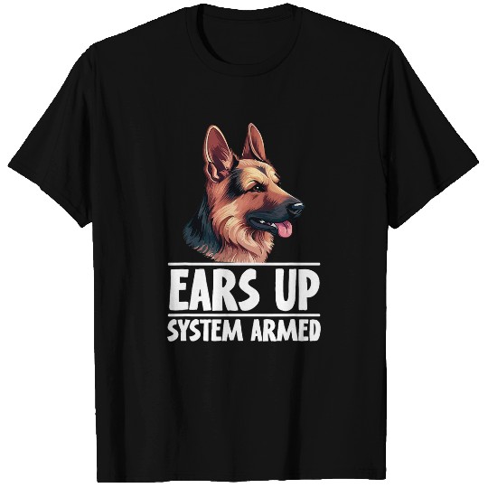 Ears up System armed German Shepherd Cute Dog T-Shirts