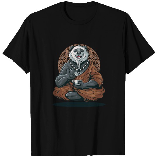 Panda Pet Tea Drinking Buddhist Panda T-Shirts