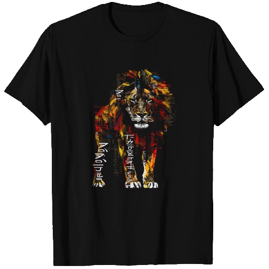 Lion Pet Abstract Text Animal Art Painting Graphic Lion T-Shirts
