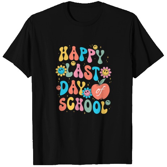 Retro Groovy Happy Last Day Of School End Of Year Teacher T-Shirts